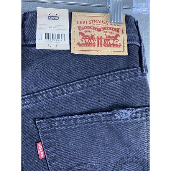 Levi's Mom Jeans‎ Women's 25 x 27 Black Distressed Pants High Waist Denim Casual - Picture 16 of 16